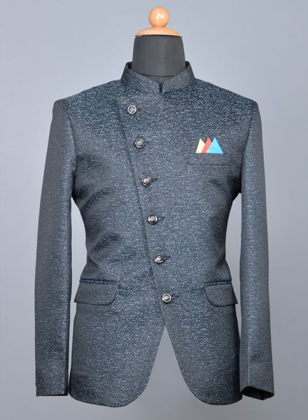 Blazer & Coats Polyester Party Wear Regular fit Stand Collar Designer Self Regular Coat Zed Club